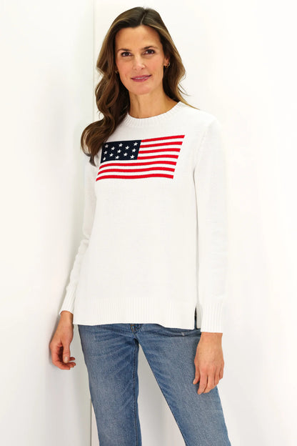 Ivory Casual Crew Flag Sweater