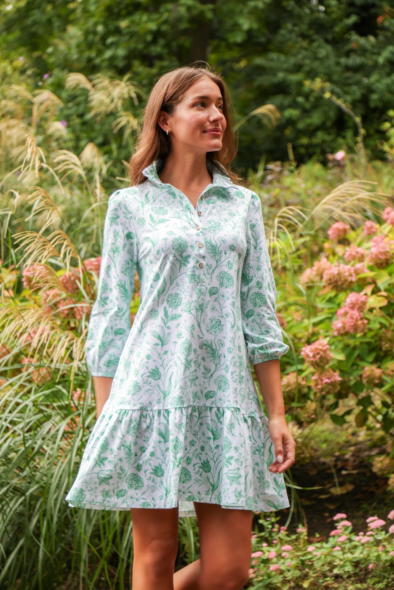 Adara Dress - Green Botanical