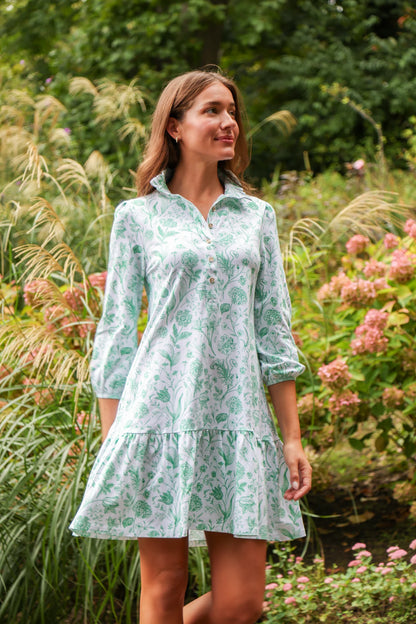 Adara Dress - Green Botanical