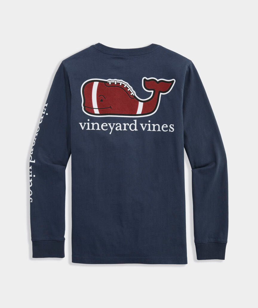 Boys' Football Whale Long-Sleeve Pocket Tee