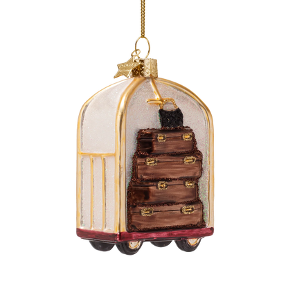 Ornament glass gold luggage cart