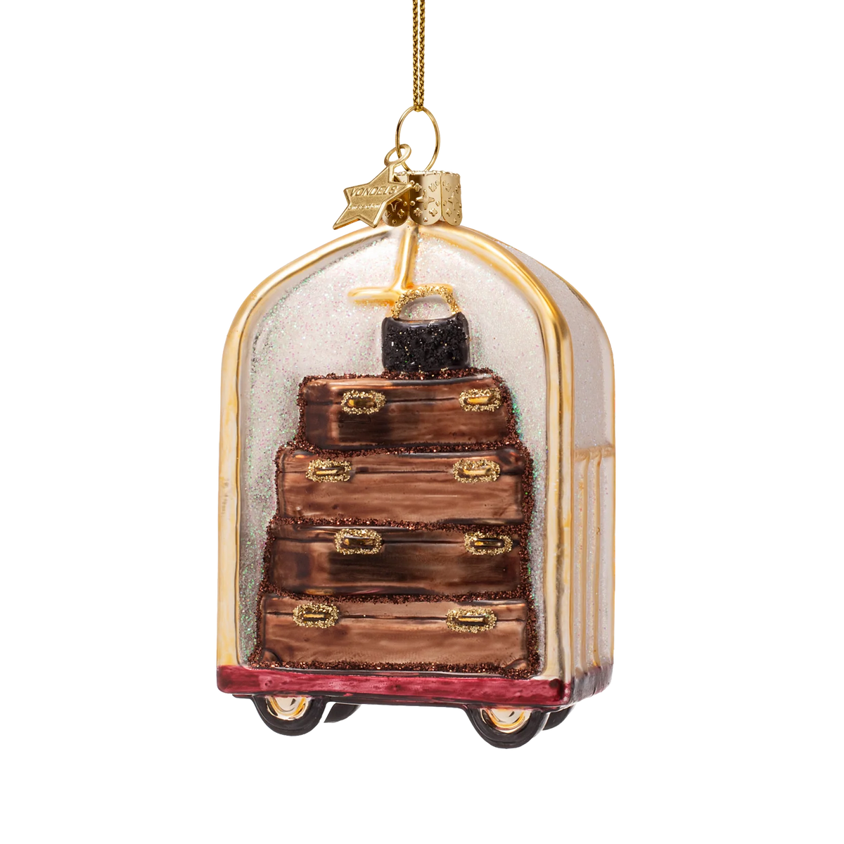 Ornament glass gold luggage cart