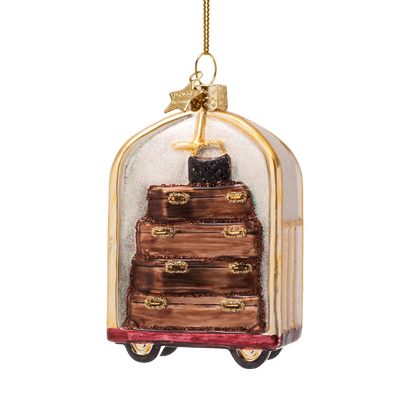 Ornament glass gold luggage cart
