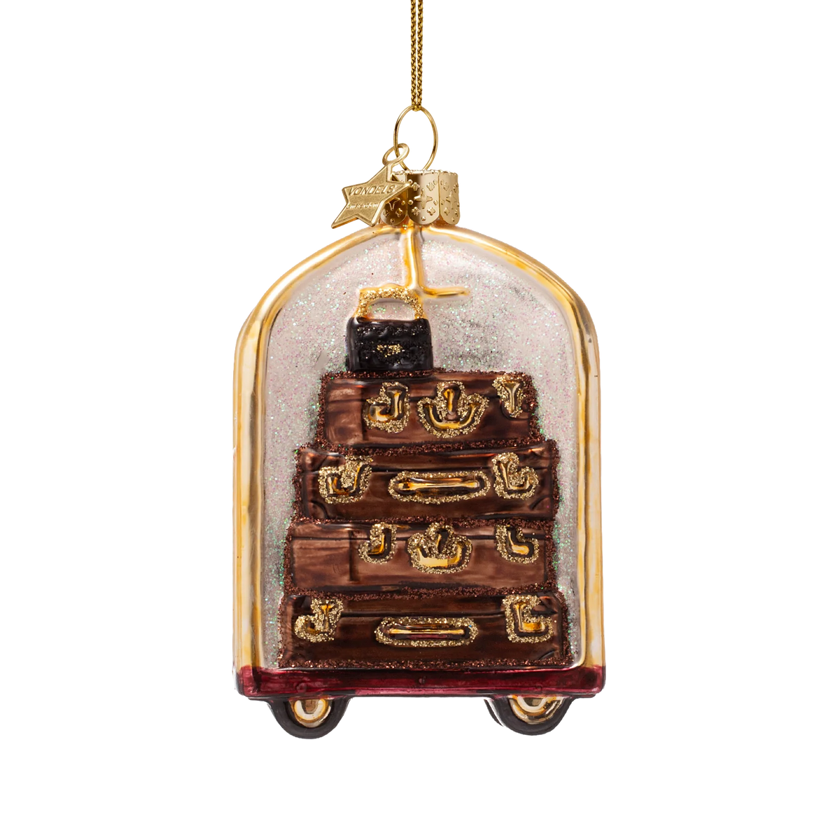 Ornament glass gold luggage cart