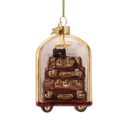 Ornament glass gold luggage cart