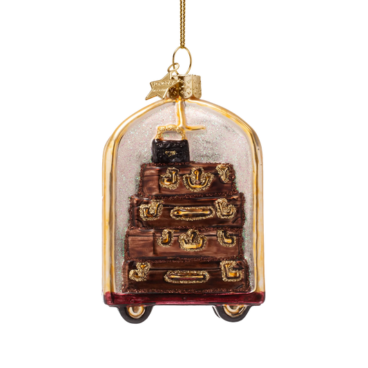 Ornament glass gold luggage cart