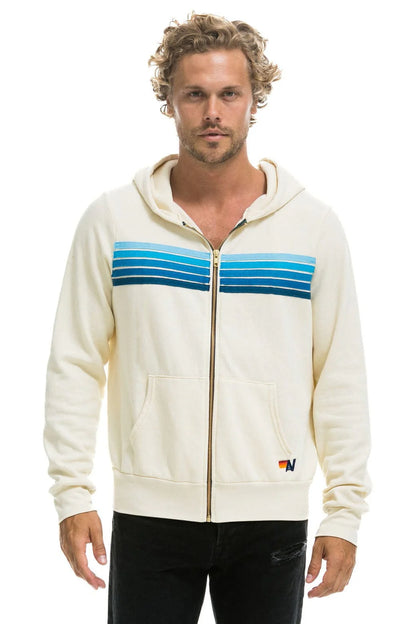 5 Stripe Hoodie - Vintage White/Blue