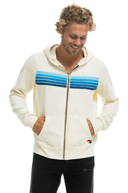5 Stripe Hoodie - Vintage White/Blue
