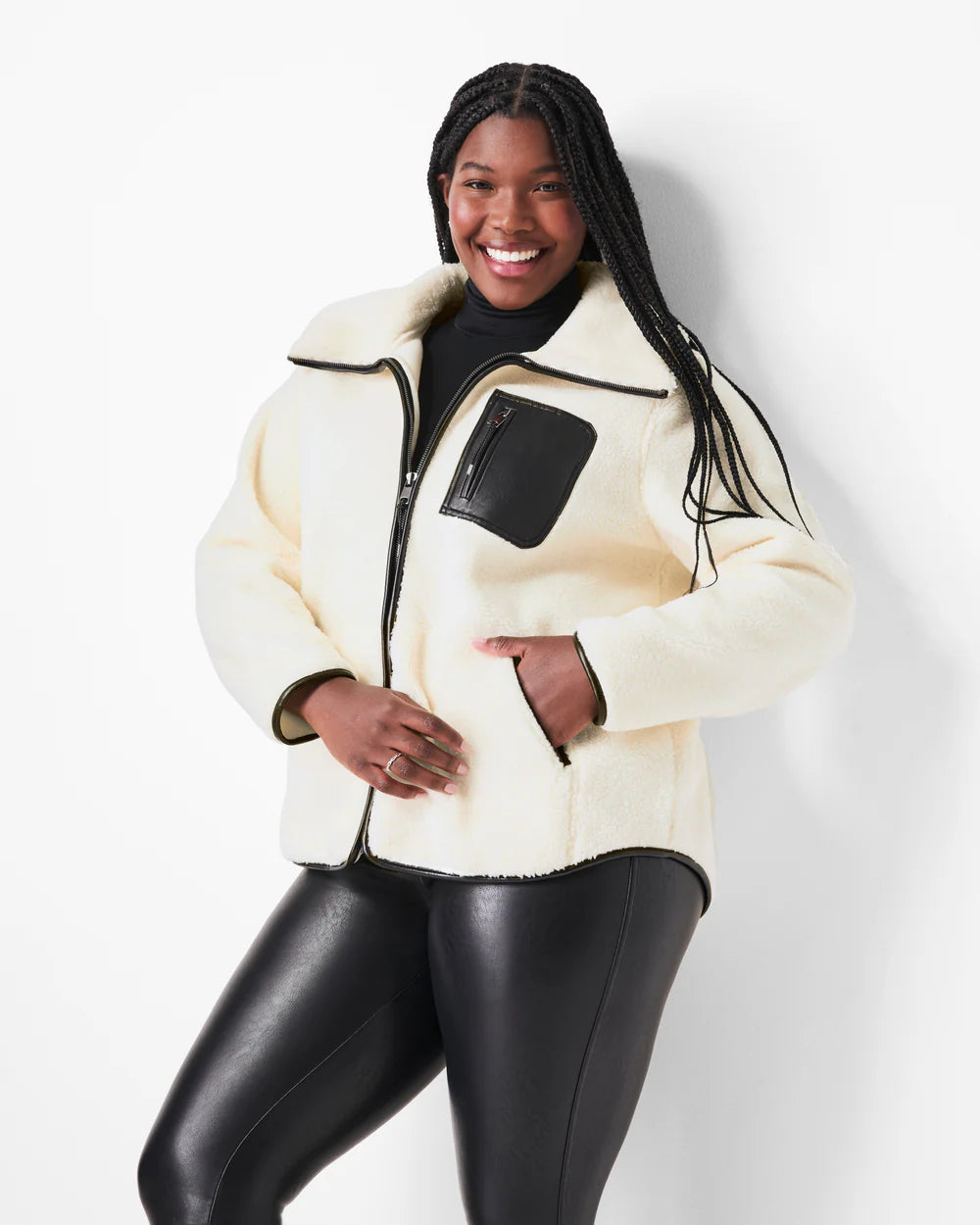 SPANX® Fleece Full Zip - Frosted Ivory