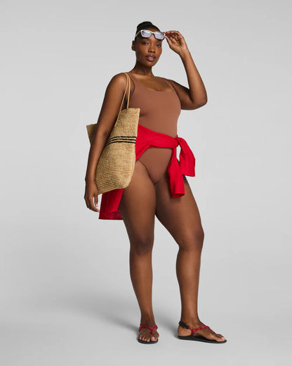 SPANXsculpt® Swim Square Neck One Piece - Caraway