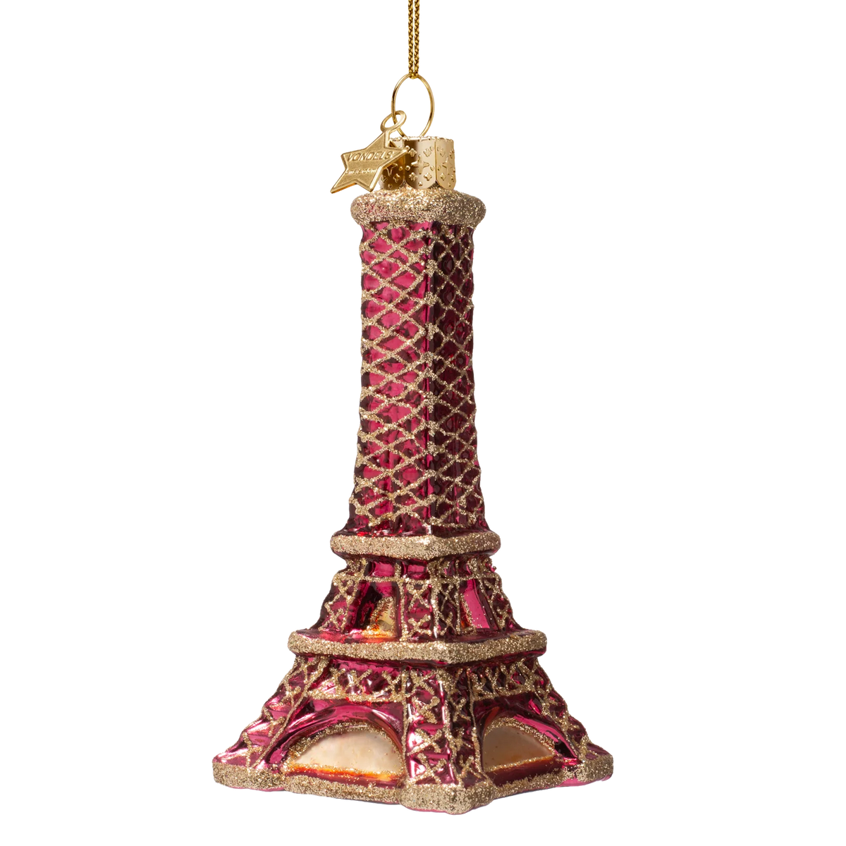 Ornament glass burgundy Eiffel tower