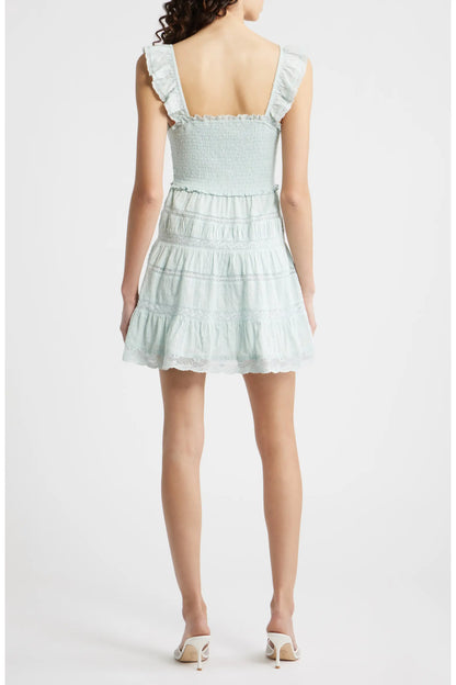 Colbera Lace-Trimmed Cotton Mini Dress - Pale Mint