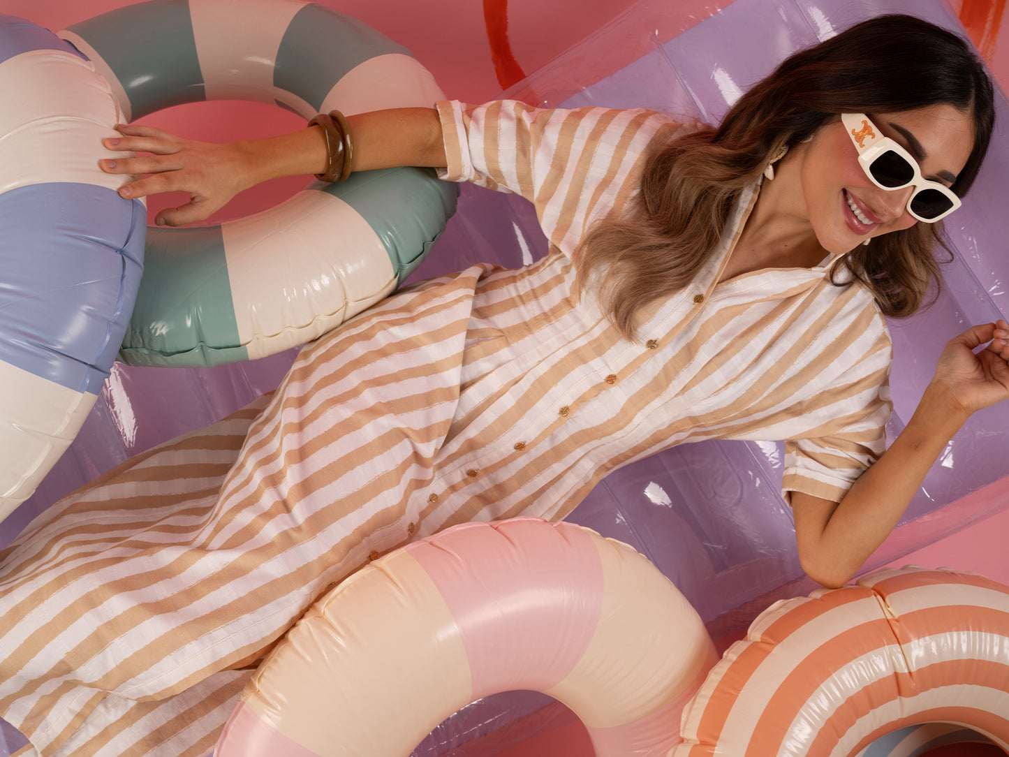 Georgia Dress - Sand Stripe