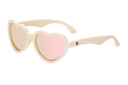 Sweet Cream Polarized Heart Sunglasses with Mirrored Lens: Ages 0-2