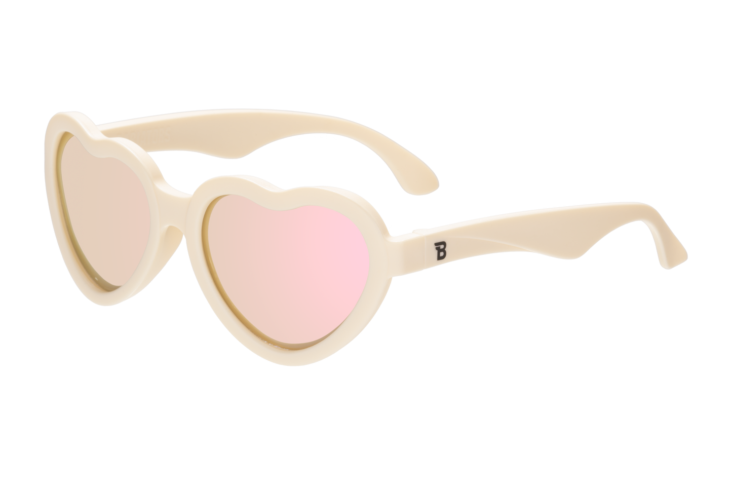 Sweet Cream Polarized Heart Sunglasses with Mirrored Lens: Ages 3-5