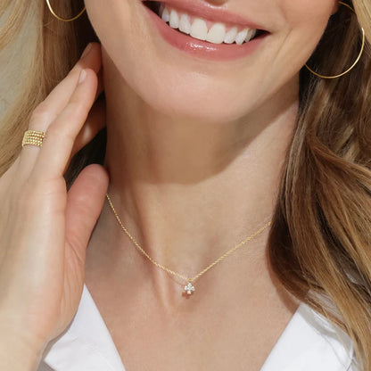 14kt gold and diamond signature cross necklace