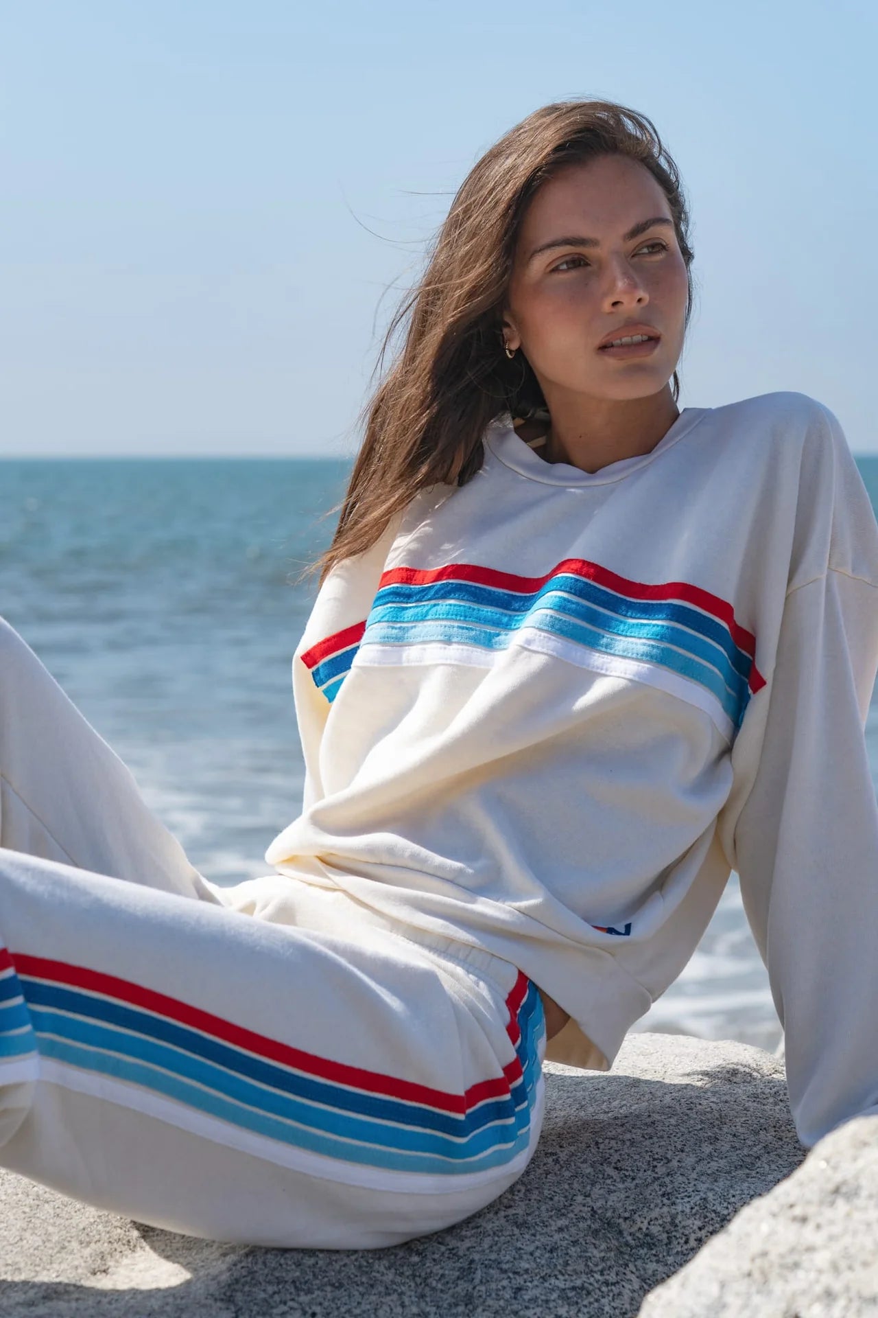 Women's 5 Stripe America Sweatpants - Vintage White USA