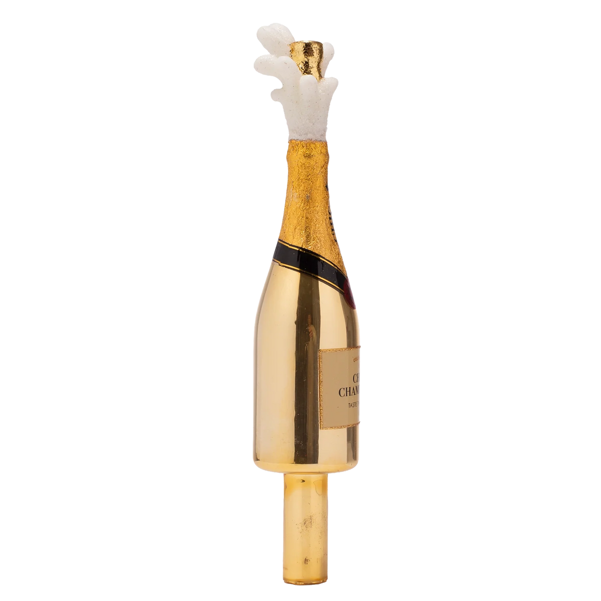 Tree topper glass popping Champagne bottle