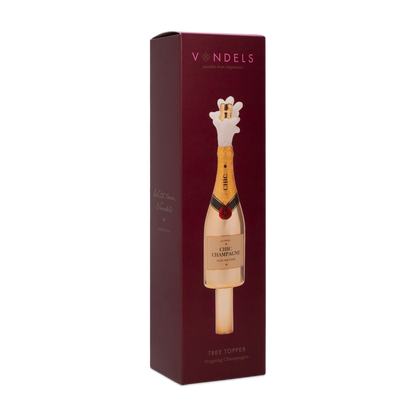 Tree topper glass popping Champagne bottle
