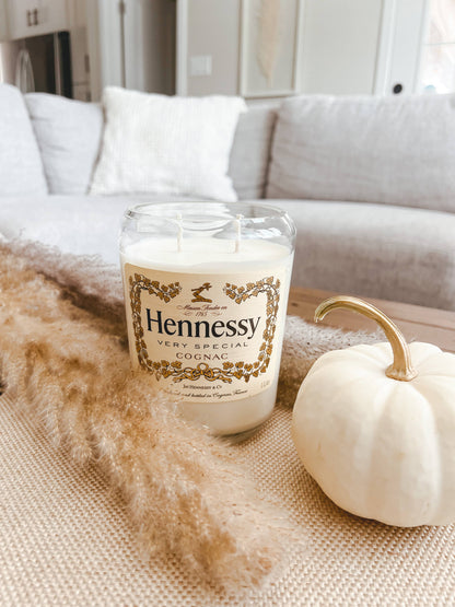 Recycled Hennessy Novelty Candle: Amber/Sandalwood/Leather