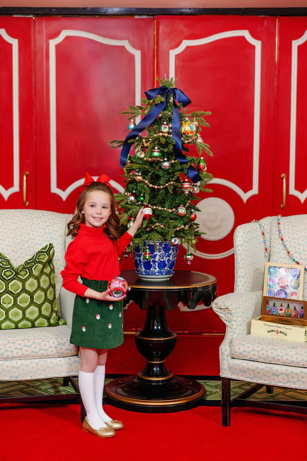 Critter Beasley Bag Skirt (Corduroy) - Grier Green with Santa Embroidery