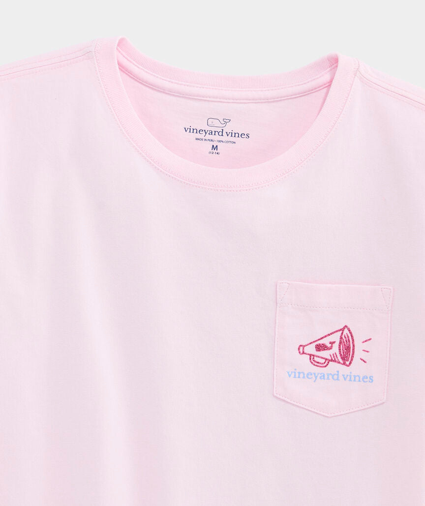 Girls' Stacked Cheer Text Short-Sleeve Pocket Tee