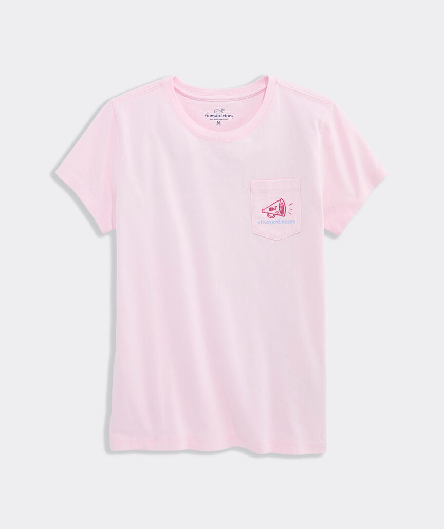 Girls' Stacked Cheer Text Short-Sleeve Pocket Tee