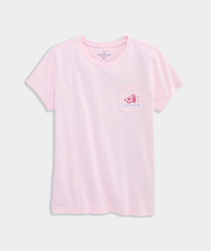 Girls' Stacked Cheer Text Short-Sleeve Pocket Tee