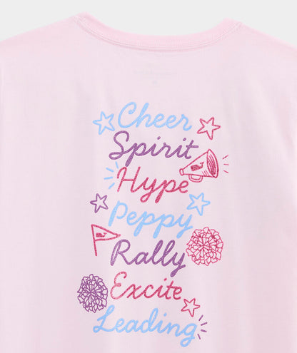 Girls' Stacked Cheer Text Short-Sleeve Pocket Tee