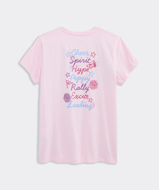 Girls' Stacked Cheer Text Short-Sleeve Pocket Tee