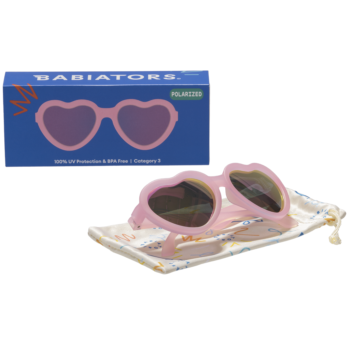 Frosted Pink Heart | Purple Polarized Mirrored Lenses: Ages 0-2