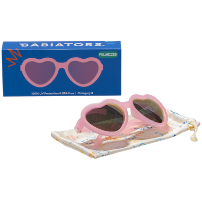 Frosted Pink Heart | Purple Polarized Mirrored Lenses: Ages 0-2