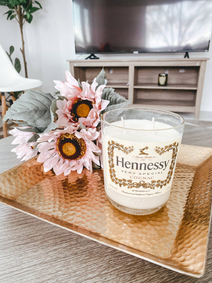 Recycled Hennessy Novelty Candle: Amber/Sandalwood/Leather