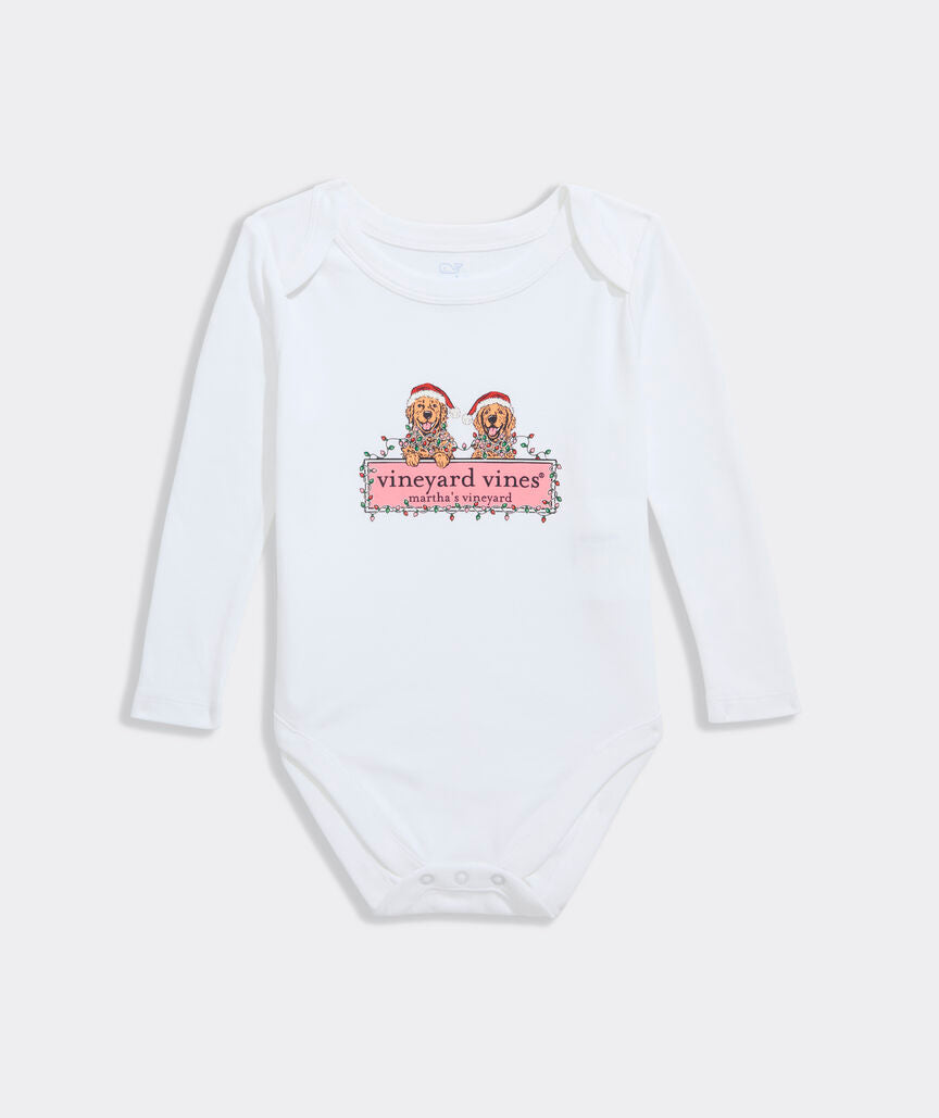 Baby Long-Sleeve Festive Pups Body Suit