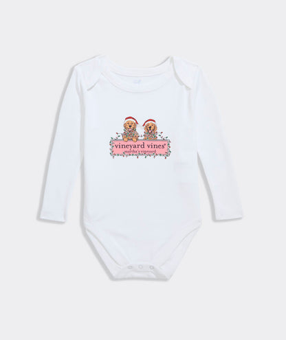 Baby Long-Sleeve Festive Pups Body Suit