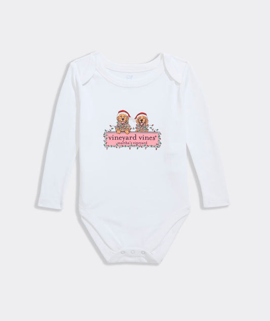 Baby Long-Sleeve Festive Pups Body Suit