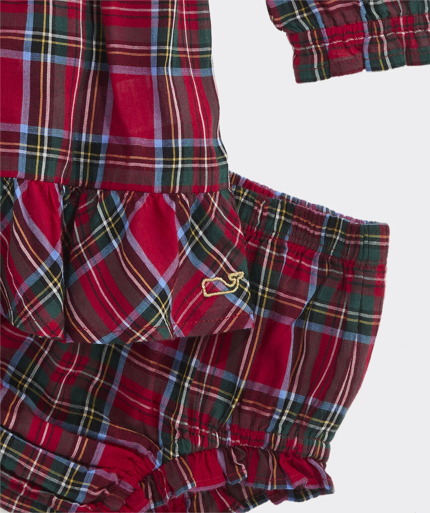 Baby Lena Long-Sleeve Lena Dress- Red Velvet Tartan