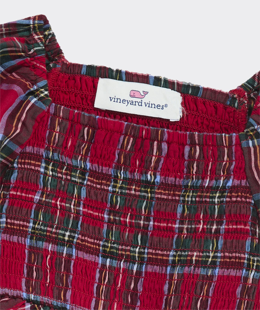 Baby Lena Long-Sleeve Lena Dress- Red Velvet Tartan
