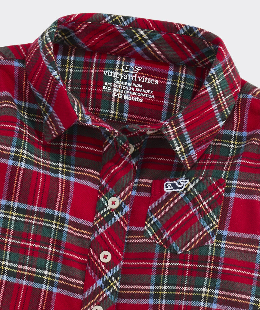 Baby Flannel Long-All - Red Velvet Tartan