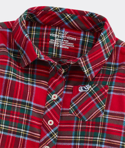 Baby Flannel Long-All - Red Velvet Tartan
