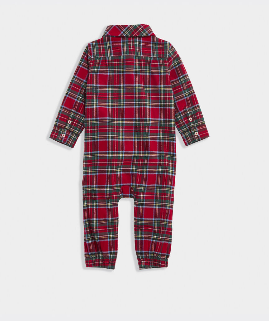 Baby Flannel Long-All - Red Velvet Tartan