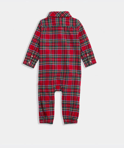 Baby Flannel Long-All - Red Velvet Tartan