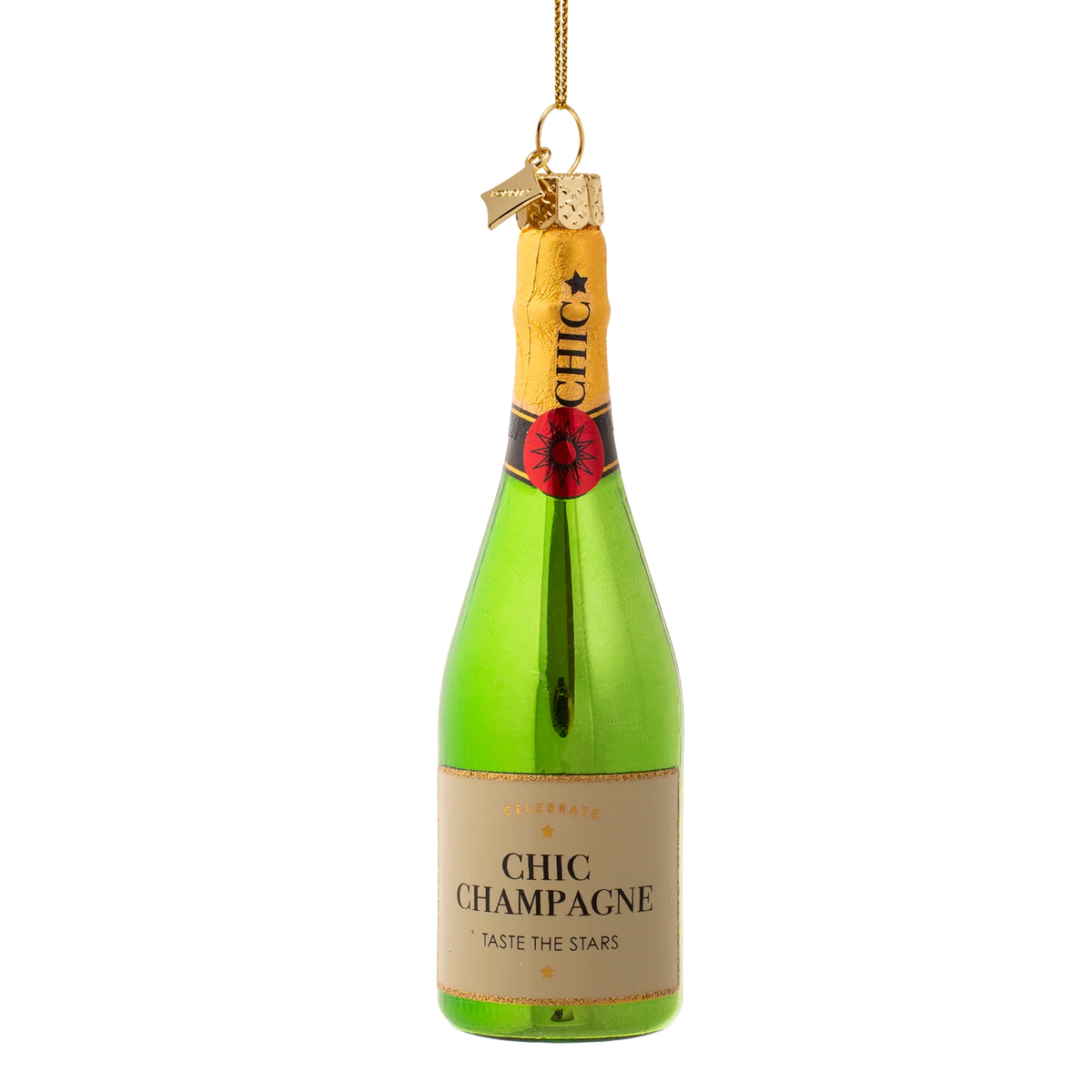 Ornament glass green luxury champagne bottle