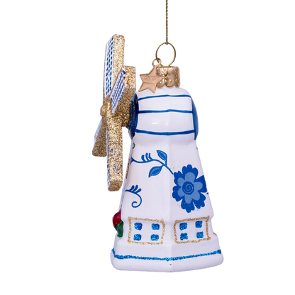 Ornament glass Delft blue windmill