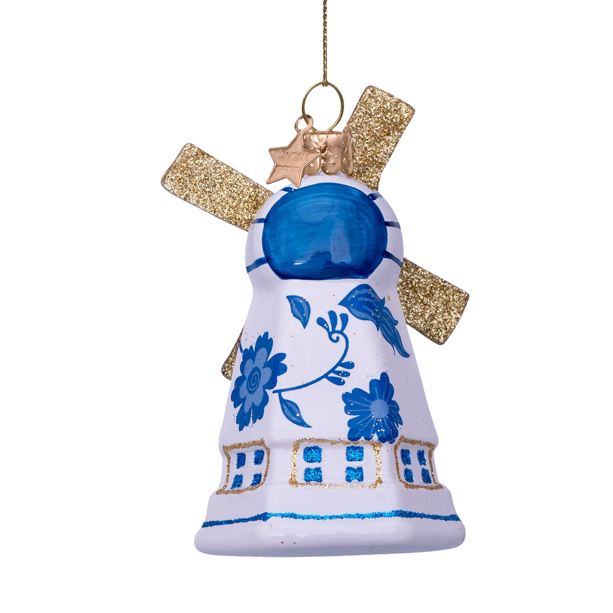Ornament glass Delft blue windmill