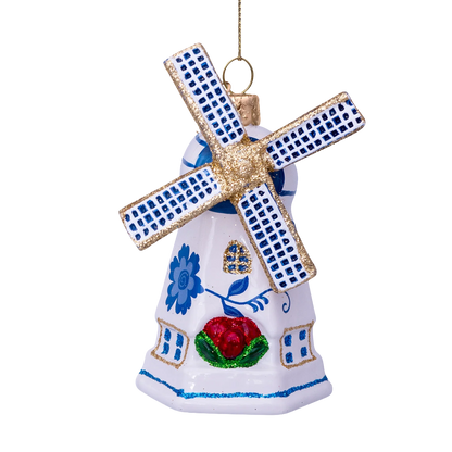 Ornament glass Delft blue windmill