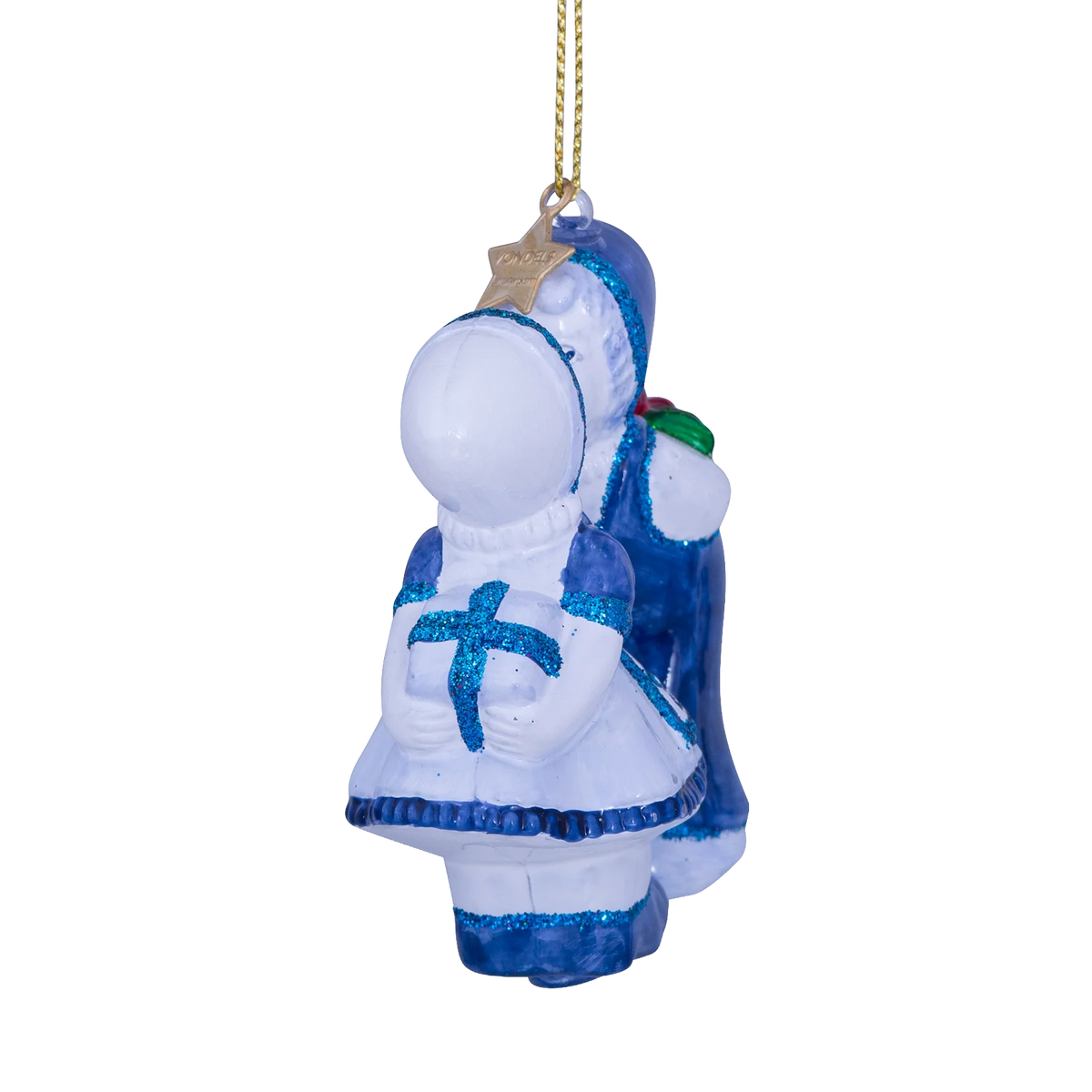 Ornament glass Delft blue kissing boy and girl