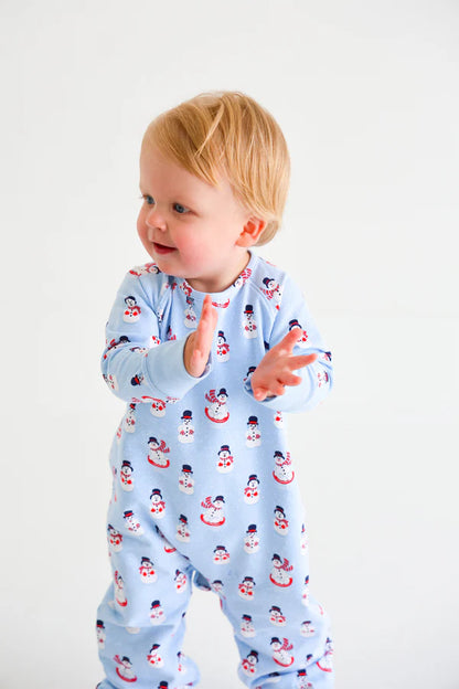 Cassidy Comfy Crewneck Romper - Frosty Friends with Beale Street Blue