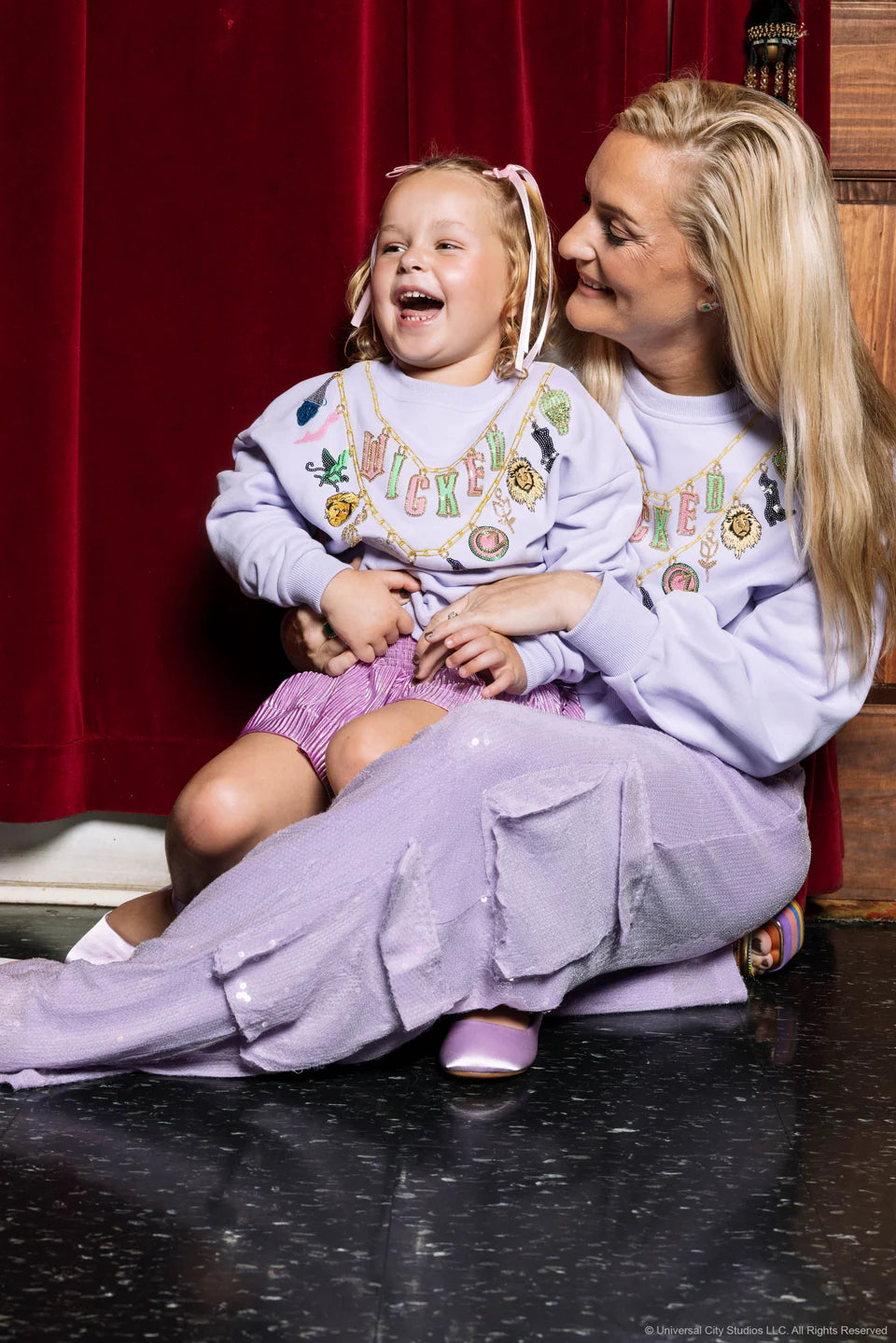 Licensed Kids Lavender Wicked Charm Necklace Sweatshirt