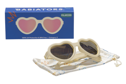 Sweet Cream Polarized Heart Sunglasses with Mirrored Lens: Ages 0-2